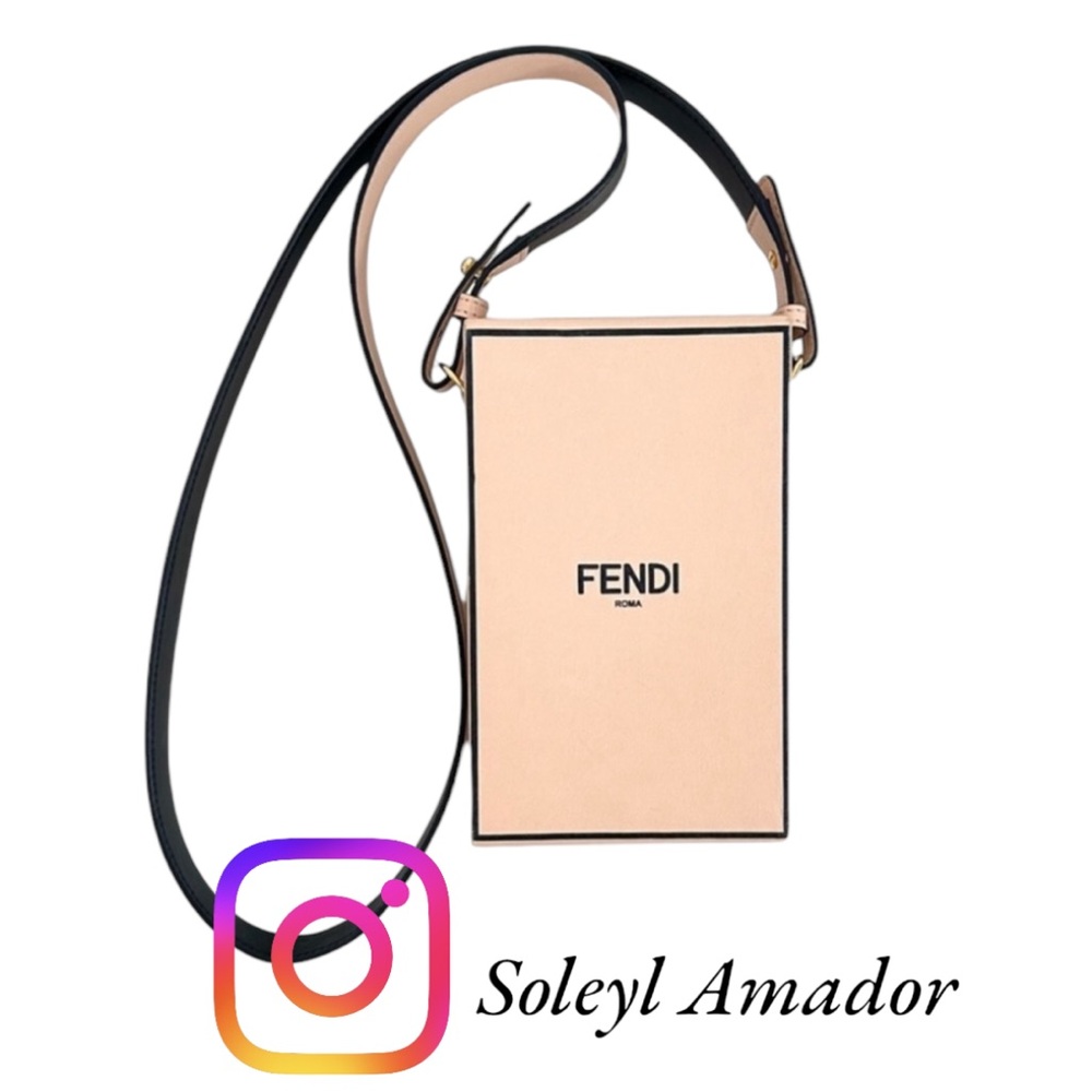 FENDI Pink Vertical Crossbody Logo Box Bag